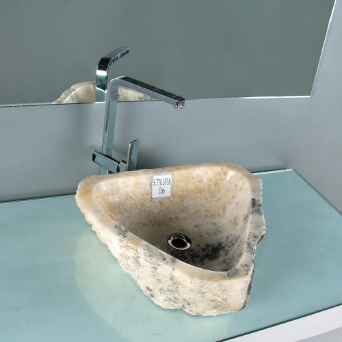 Wohnfreuden Onyx Marmor Waschbecken perlgrau ca. 55x47x16cm