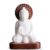 Deko Figur Buddha aus Alabaster und Holz weiß braun, 16 cm oder 21 cm, asiatische Holzfigur, Größe:16 cm