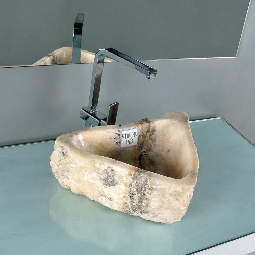 Wohnfreuden Onyx Waschbecken weiss-grau 44*48*18cm